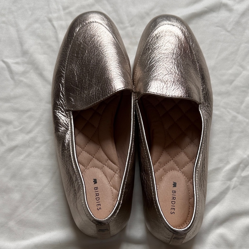 Birdies Metallic Silver Loafers